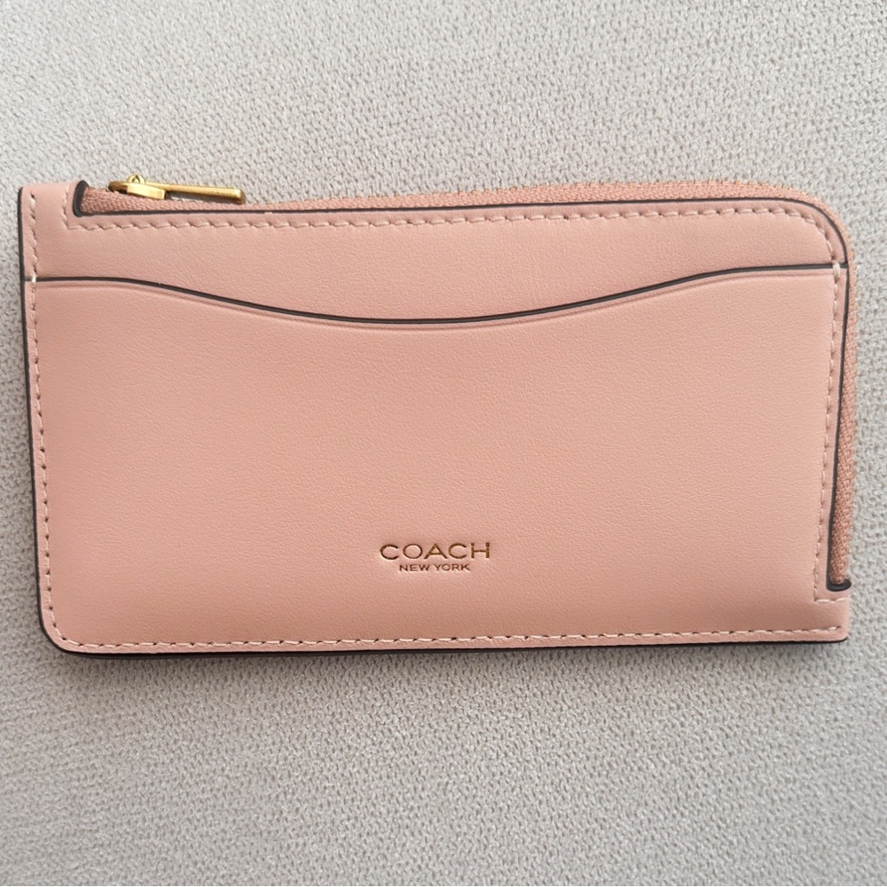 Coach Pink Zip Card Case Wallet